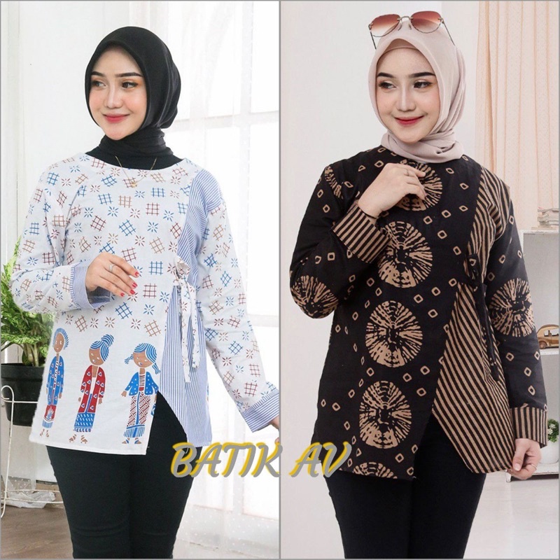 tey-17 Batik wanita ASJ SA HRB026 Kenongo Kemeja Tosca Pendek