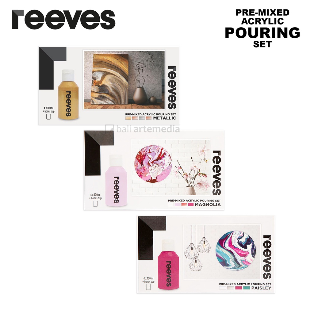 Reeves Pre Mixed Acrylic Pouring 4 x 100ml Set
