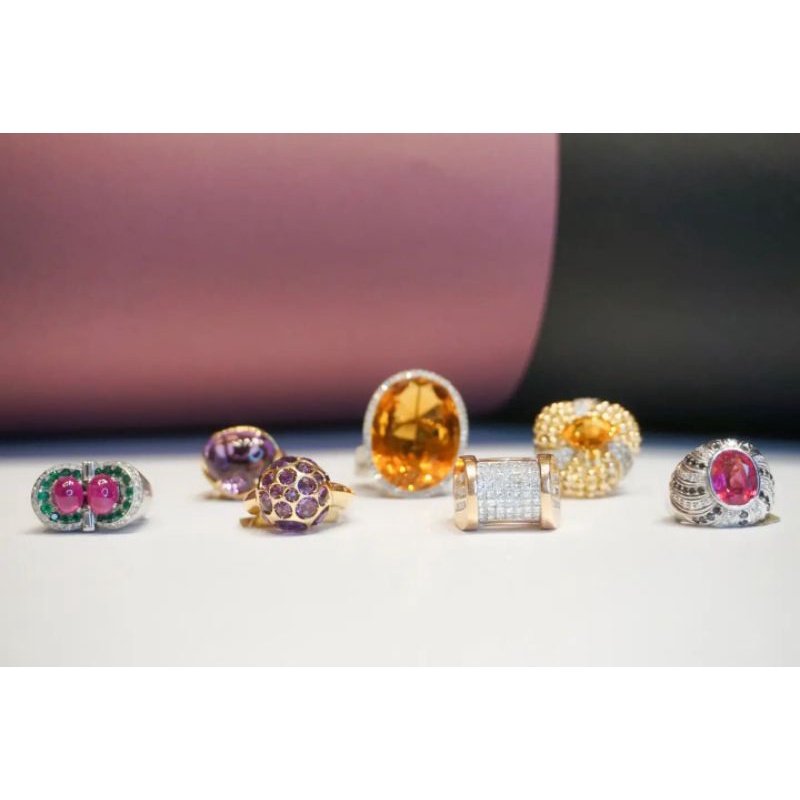 natural [AMETHYS QUARTZ/CITRINE QUARTZ/RUBY BURMA/DIAMOND MOISSANITE WITH RING GOLD AND SILVER 925] 