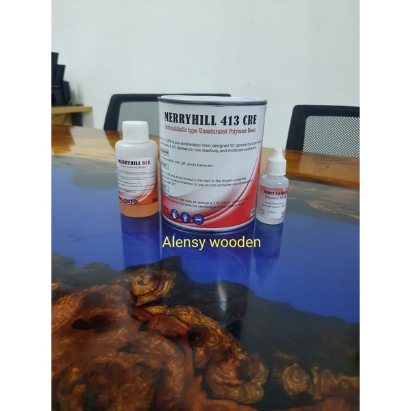 Paket komplit Resin bening Merryhill 413 CRE 1000 gr + Catalyst + Resin Coating BCR