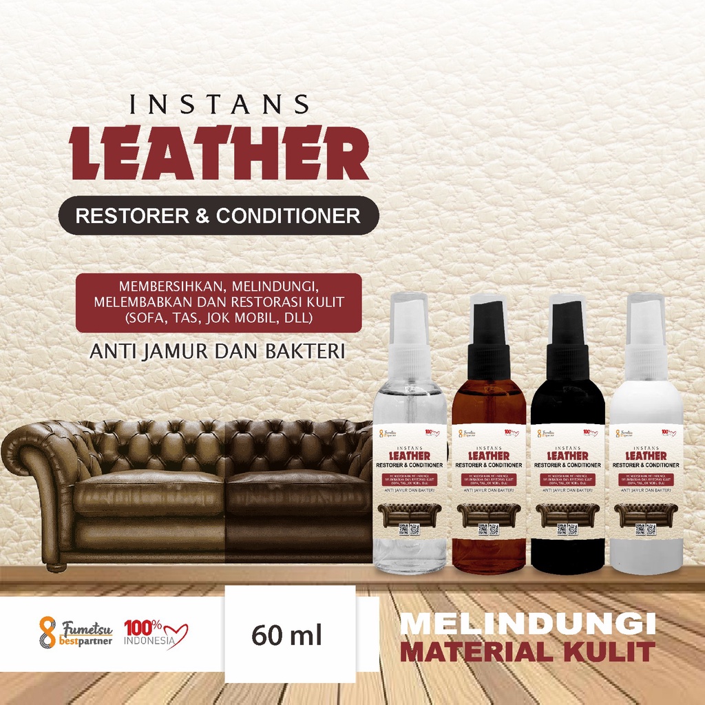 Leather Instan Cleaner Restorer Conditioner Tas, Sofa, Jok Mobil / Melindungi Material Kulit 60ml Spray