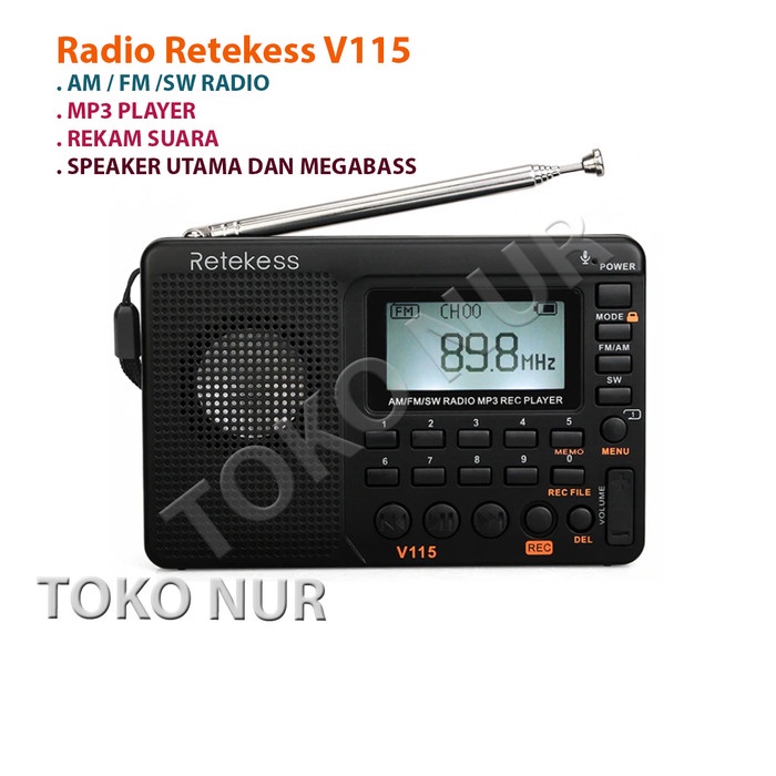Media Player Retekess V115 Radio Fm Am Sw Usb Mp3Player Digital Recorder