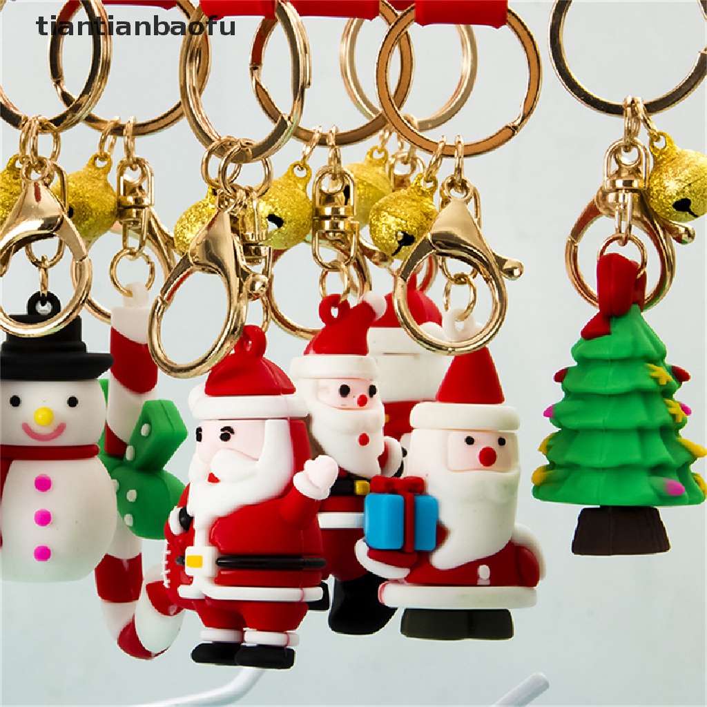 Gantungan Kunci Boneka Kartun Santa Claus Bahan Karet Lembut Untuk Hadiah Natal