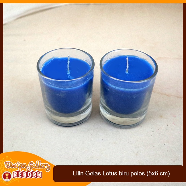 Lilin Stearin Candle Warna Biru Gelas Cafe Resto Hotel Spa Serbaguna