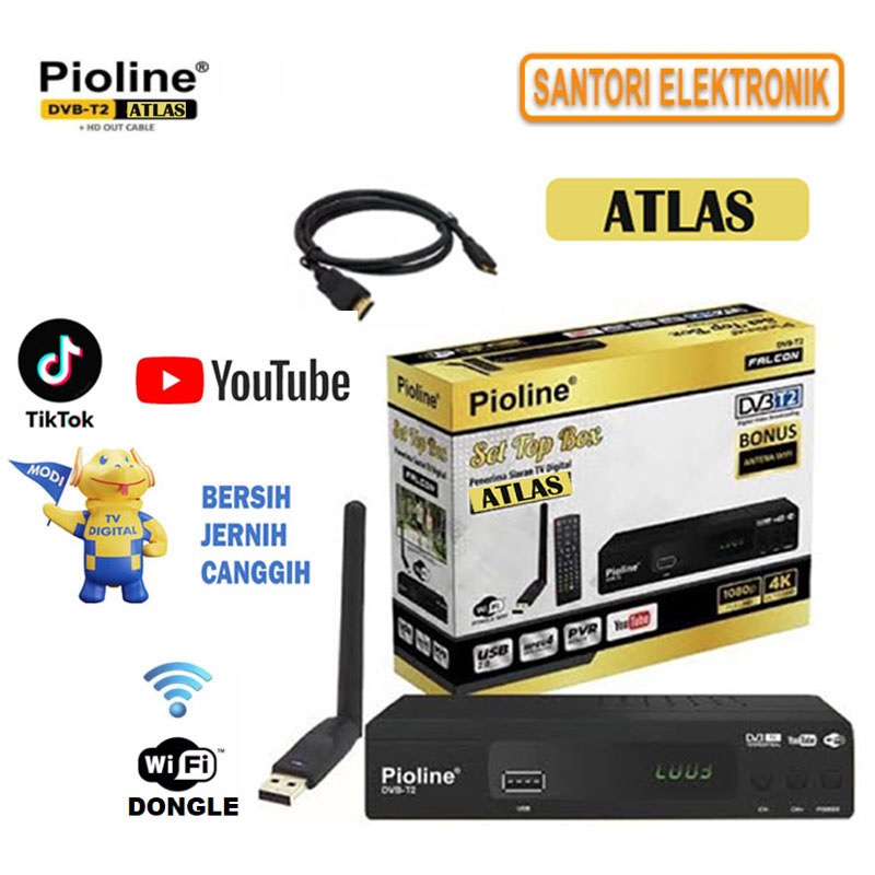 SET TOP BOX (STB) PIOLINE ATLAS PENERIMA SIARAN DIGITAL + DONGLE WIFI
