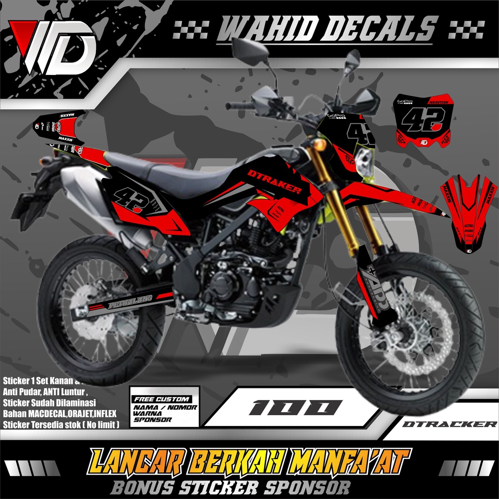 100 DECAL STIKER MOTOR D TRACKER FULL BODY VARIASI HITAM SUPER GLOSSY KEREN TERBARU