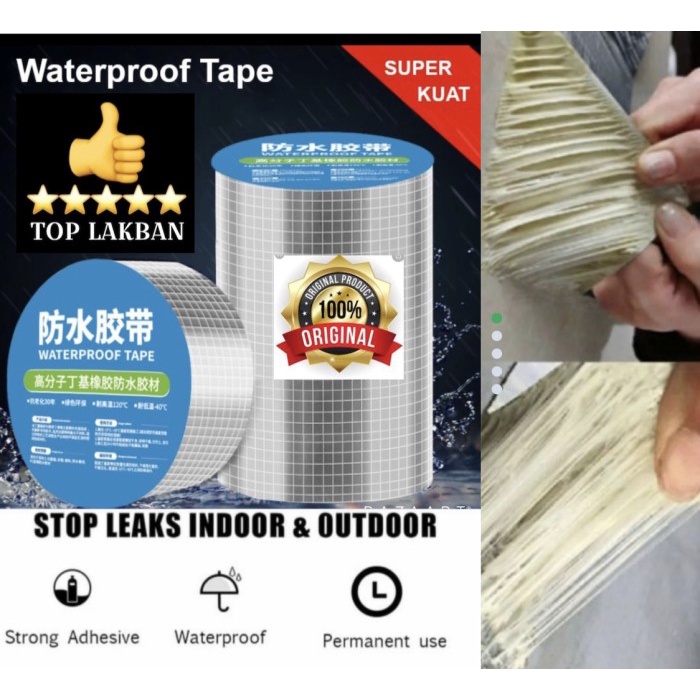 Lem Lakban Anti Bocor Super Kuat 5 Cm X 5 Mtr Tambal Atap/Pipa Air/Toren