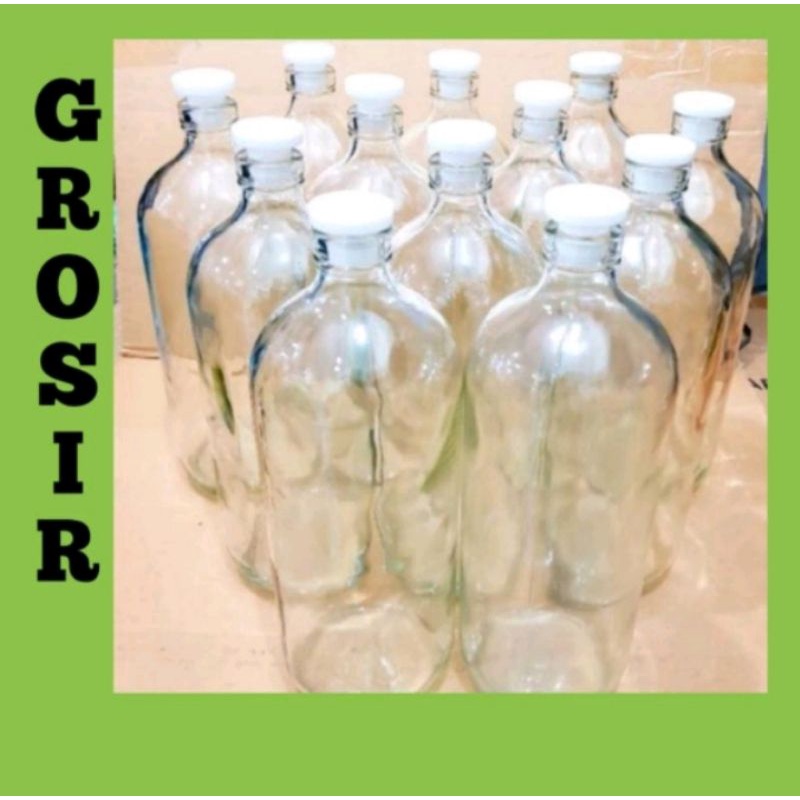 botol kaca bensin/botol jamu 1000ml/1L