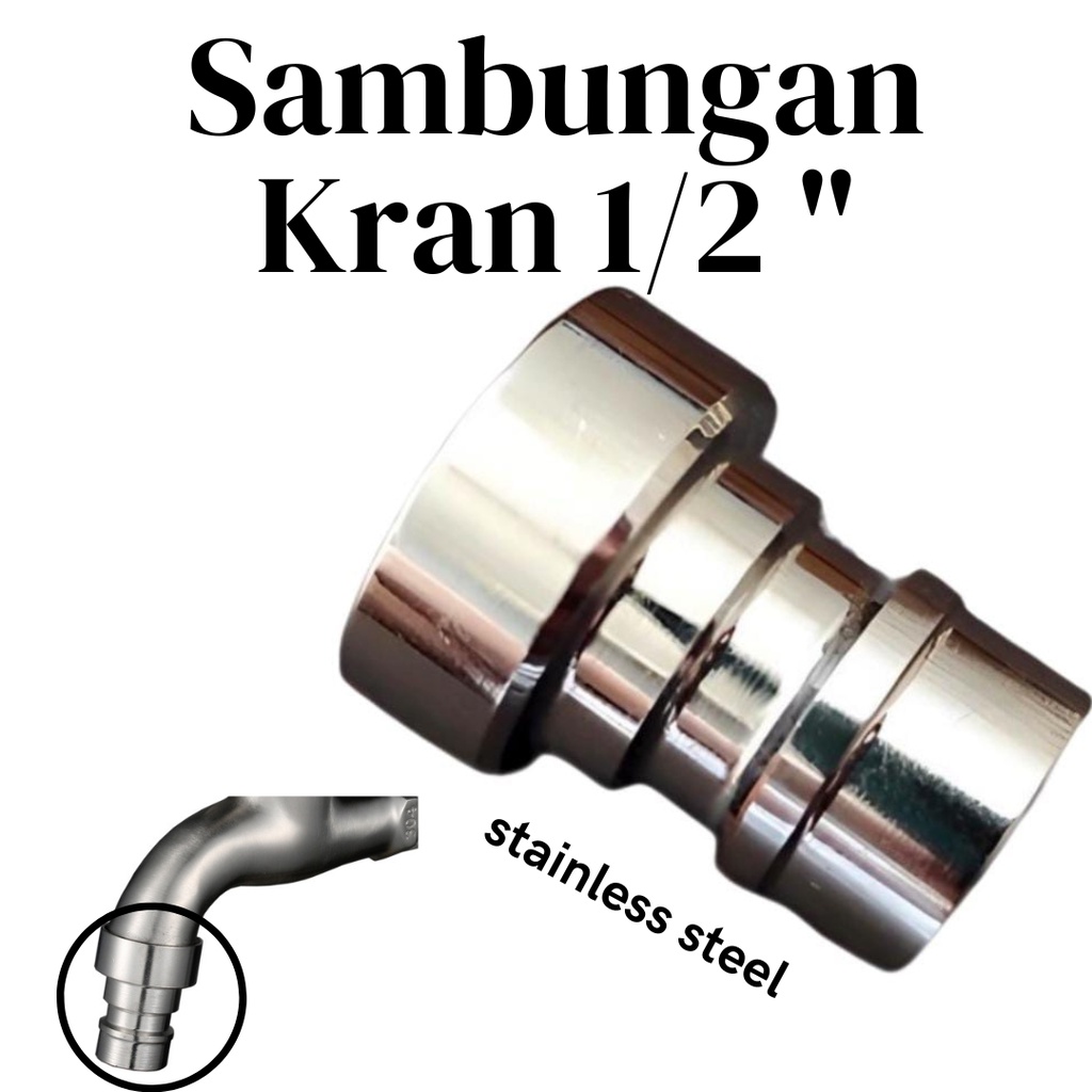 Seraqueda Cucut / Moncong / Sambungan Kran Taman / Mesin Cuci 1/2 inch STAINLESS