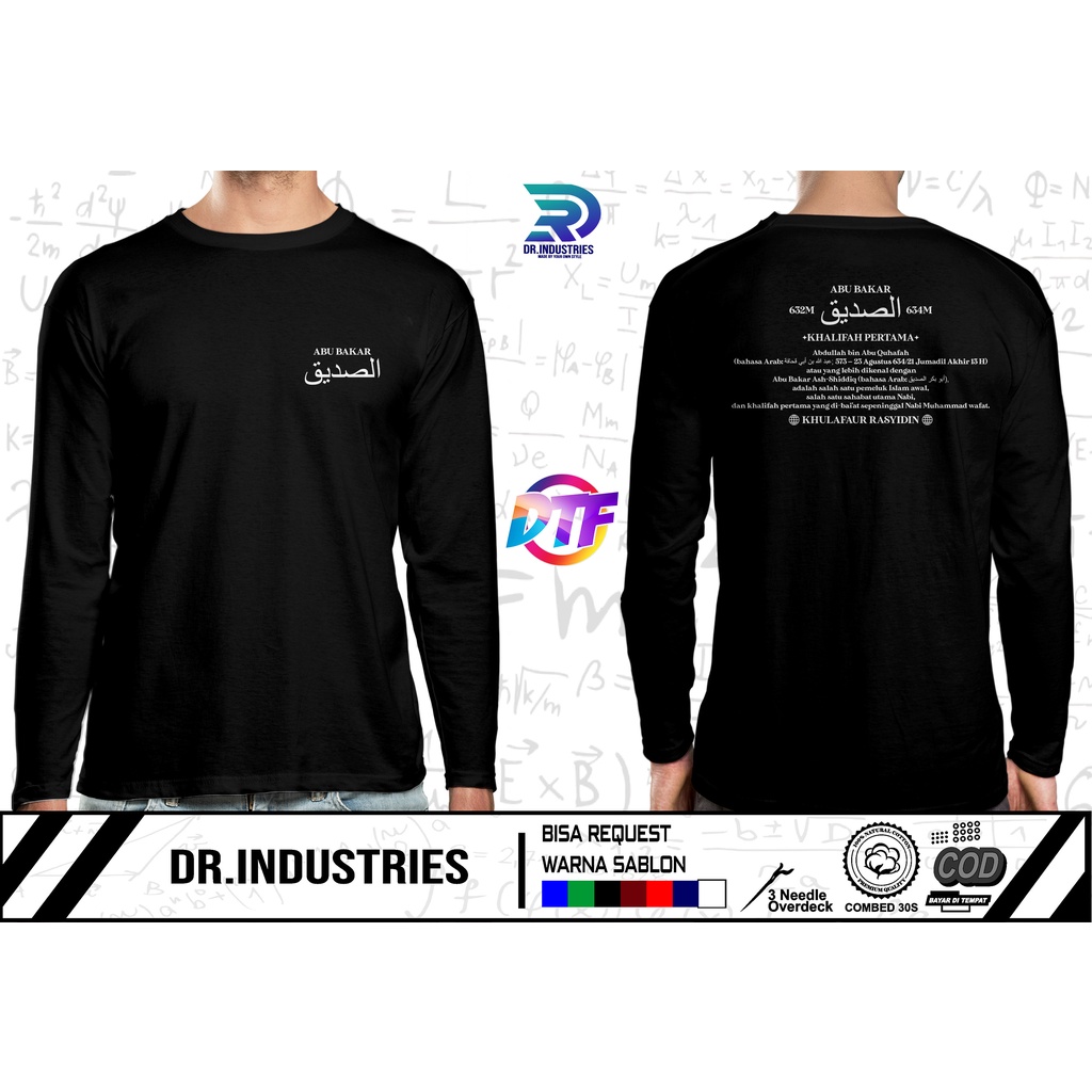 Kaos Lengan Panjang Abu Bakar Ash Shiddiq New Desain Terbaru Dakwah DB - DR INDUSTRIES