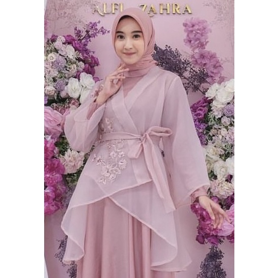Dress Alfizahrahijab/ Dress kondangan/ Dress organza/ Dress Nikahan/ Outer Organza/ Dress Satin/ Gau