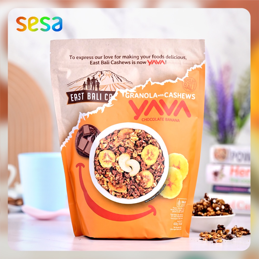 

YAVA Granola with Cashews Chocolate Banana 400gr - Snack Cemilan Makanan Ringan Sehat