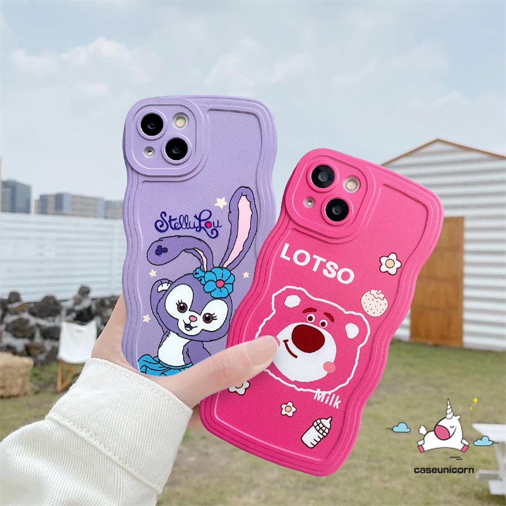 Casing Redmi 9T 12C 10C 10 9 9A 9C NFC 10A A1 A1+POCO M3 X3 NFC Pro Redmi Note10 11 11s 10s 8 9 Note 11 10 Pro 11Pro+9Pro 9s Wavy Edge Cute Strawberry Bear StellaLou Sarung Soft Case