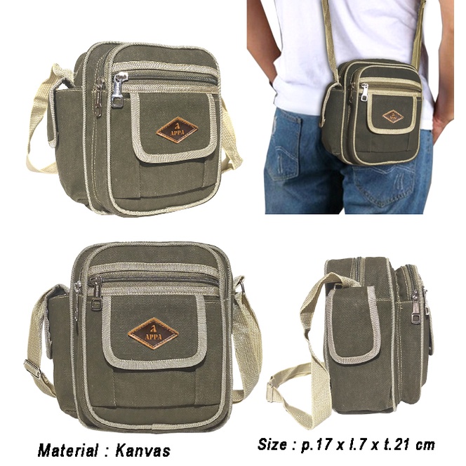 Tas Slempang // Sling bag // Crossbody bag Gaul Kanvas Vintage Classic Pria Wanita