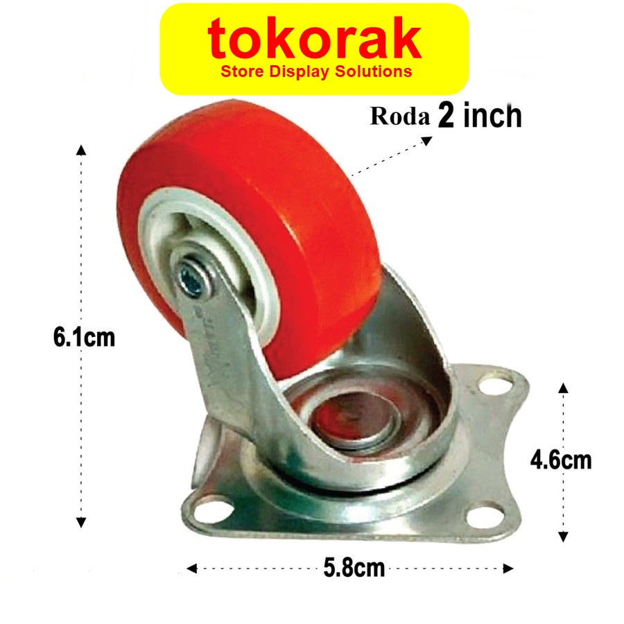 RODA 2 INCH PLAT HIDUP MERAH XANDER RODA ETALASE RODA CASTER KOPER