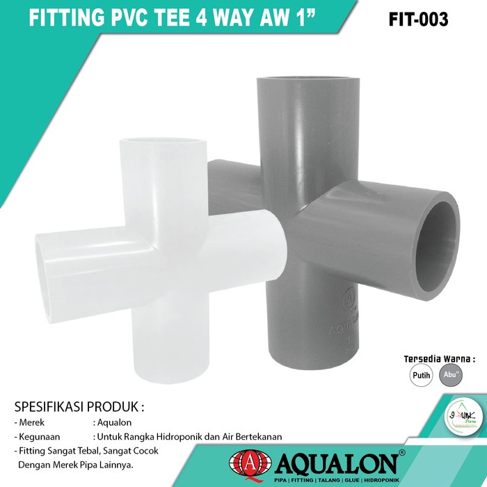 Fitting Sambungan Pipa Pvc Tee Cross Aw 1 Inch ( 4 Way ) - Aqualon Hidroponik
