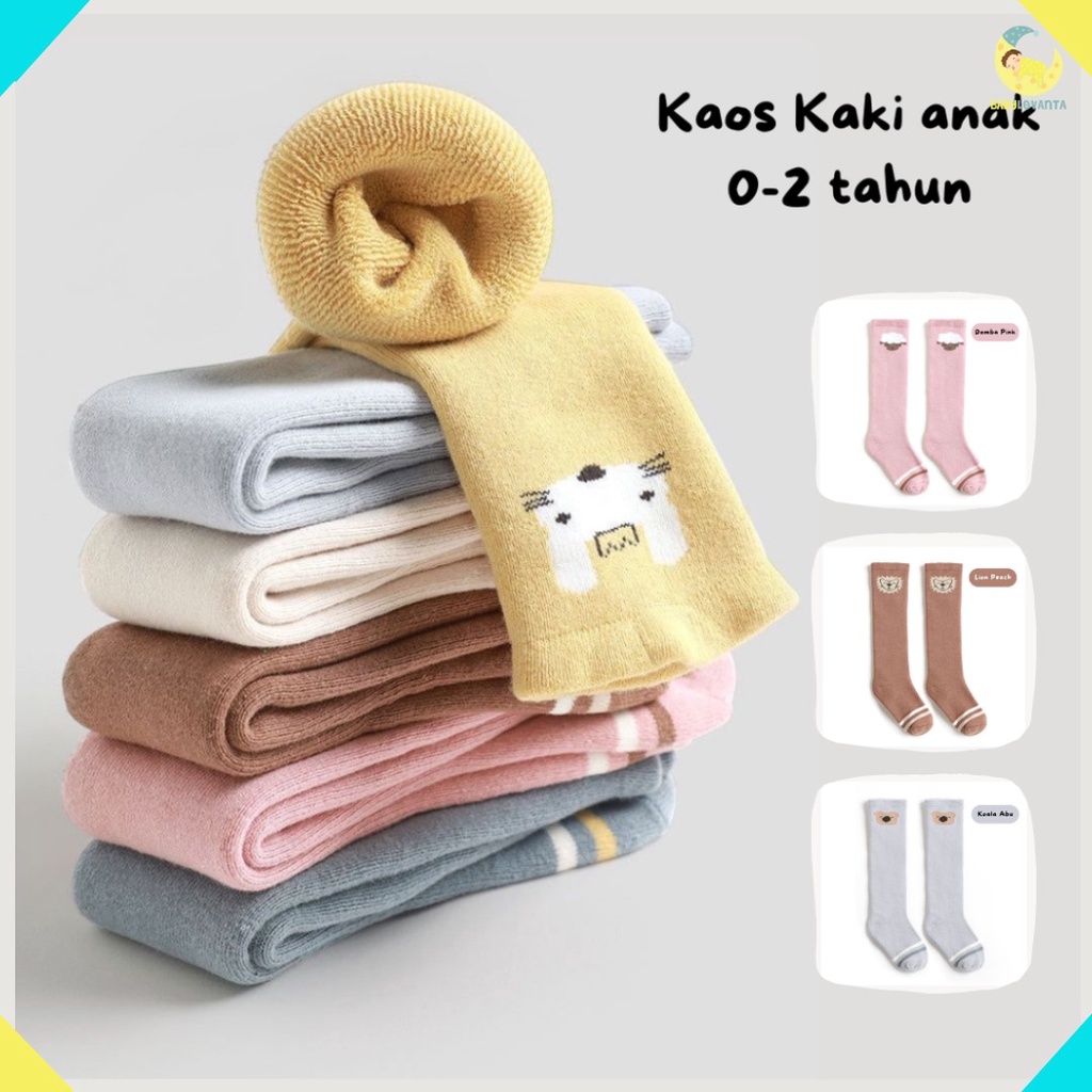 kaos kaki bayi lucu warna warni untuk usia 0-2 tahun / kaos kaki panjang anak keren import premium