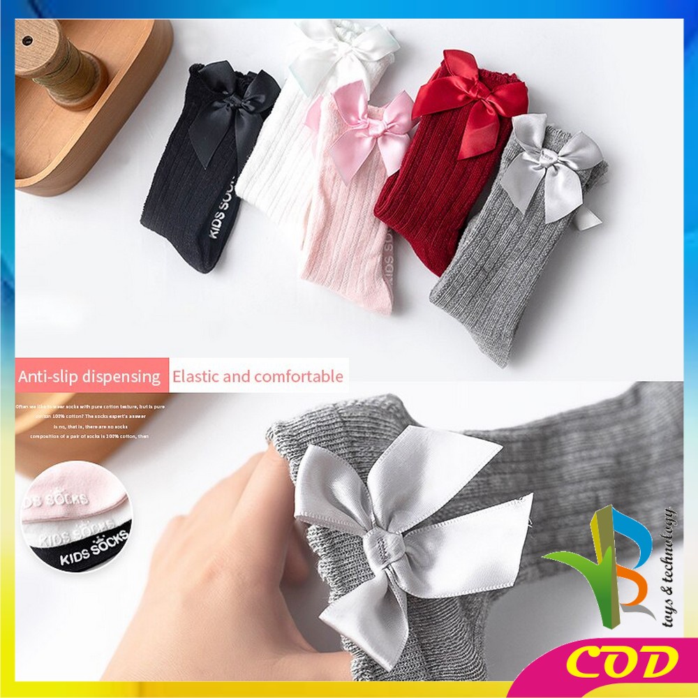 RB-P89 Kaos Kaki Anak Perempuan Panjang Pita Anti Slip Kaos Kaki Anak Cewek Antislip Kids Sock