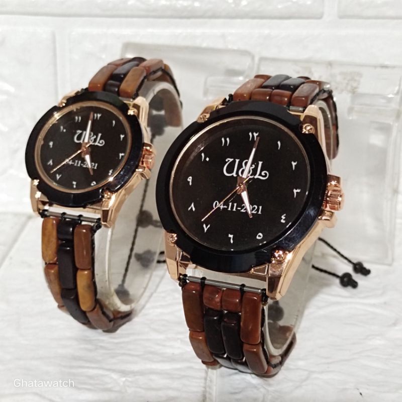 Jam tangan kayu kaokah custom nama logo majlis