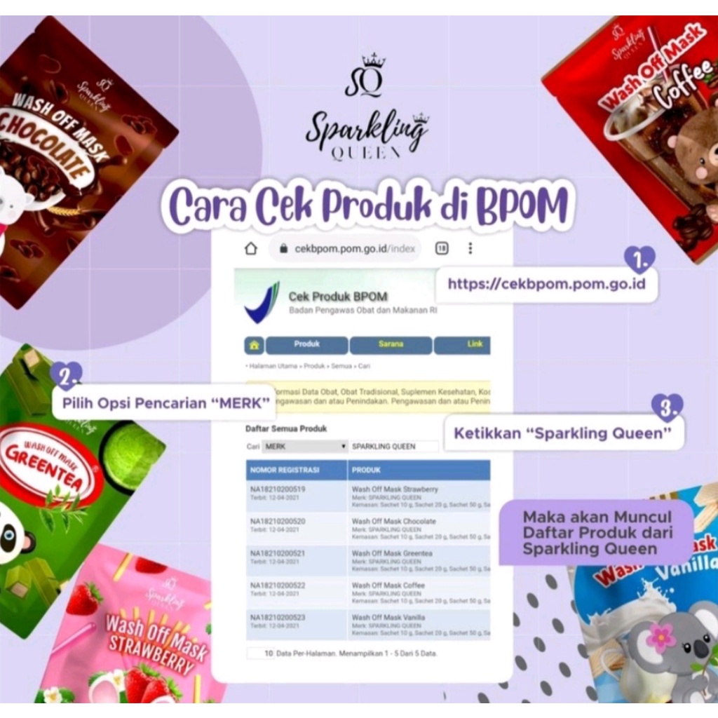 SPARKLING QUEEN SNACK SERIES WASH OFF MASK / MASK BPOM 20GR