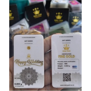 BABY GOLD HAPPY WEDDING PUTIH 0.001 | 0.002 | 0.005 gram Emas Mini Logam Mulia