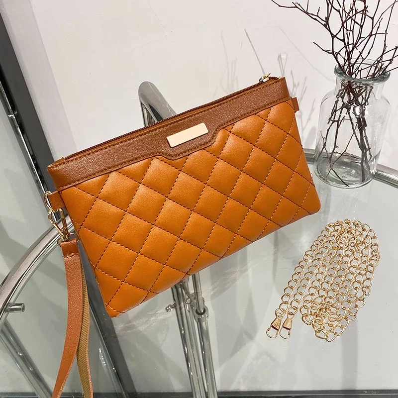 Hot Sale 2023 New Tas Selempang Mini Kulit Rantai Bordir Asli Tas Penyimpan HP Kartu Koin Tas Wanita