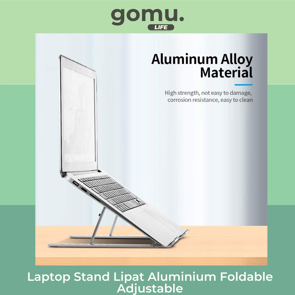 Stand laptop Alumunium Lipat -  Foldable Alumunium Laptop Stand - Alas Laptop - Meja Laptop