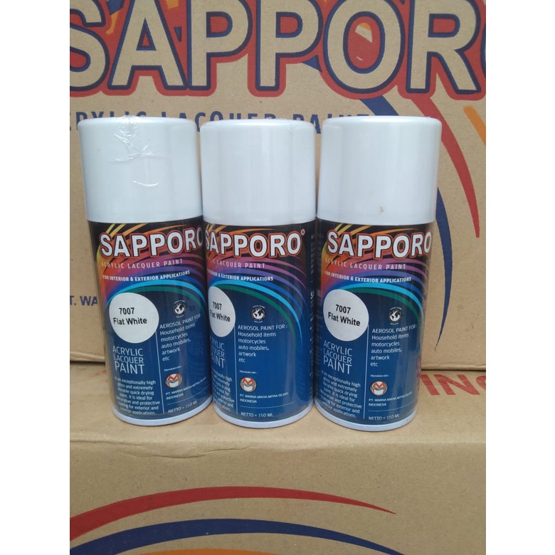 saporo acrylic lacquer paint pilok pilox sapporo 150ml saporo spray 150ml 7007 flat white putih doff putih matte dof