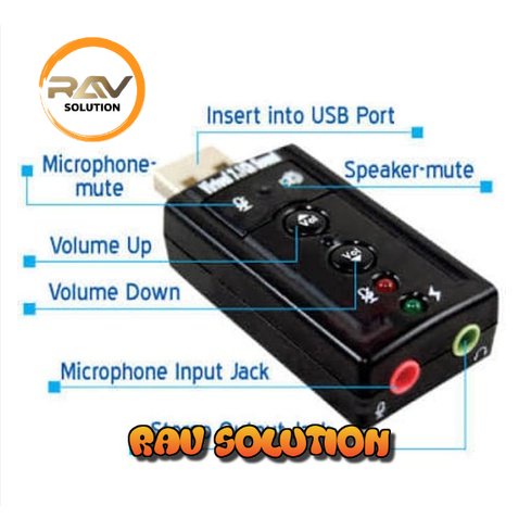 USB Soundcard  7.1/5.1 3D audio /Soundcard usb 5.1 3D External Mic Microphone Speaker  - RAV SOLUTION