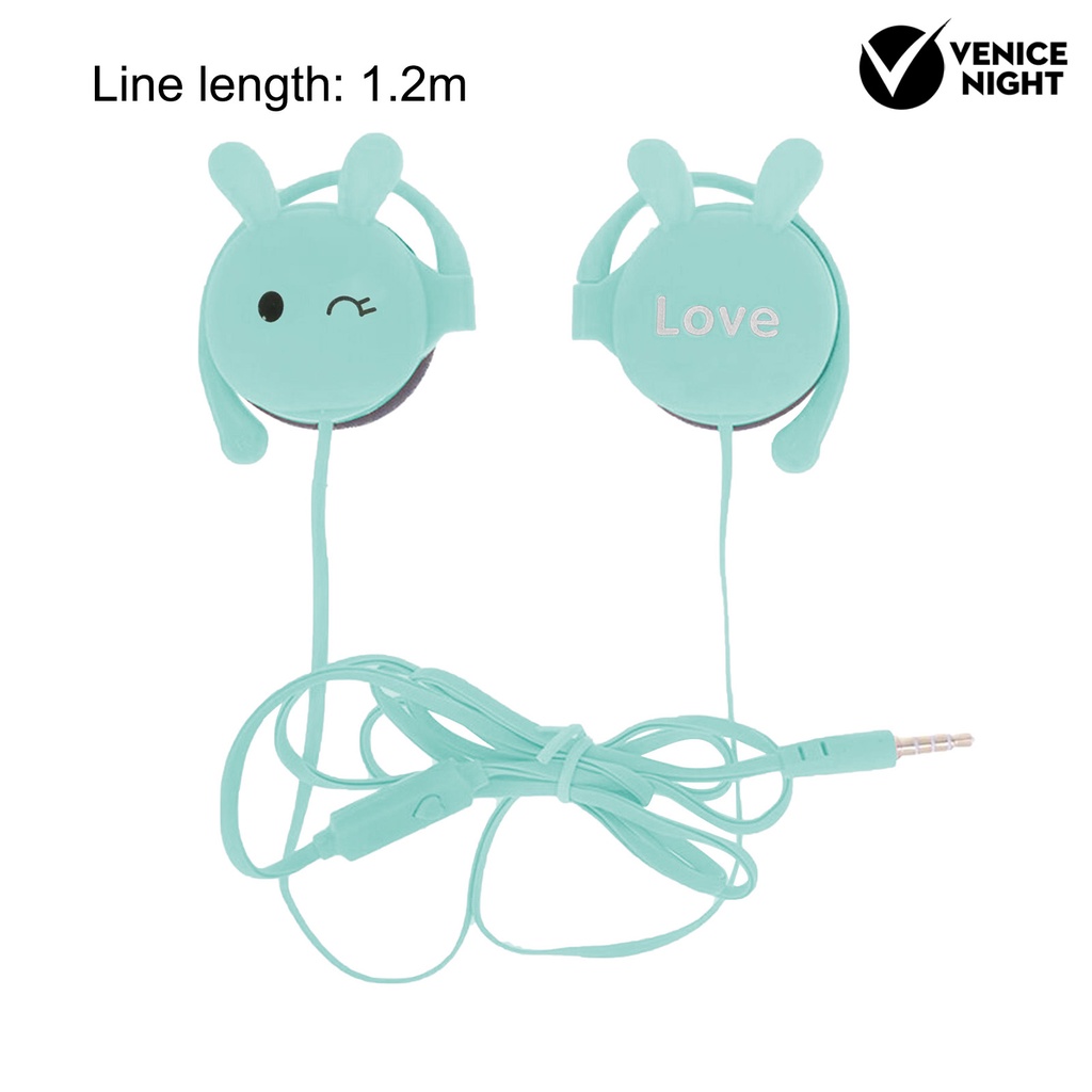 (VNEP) (Berkabel) Earphone Lovely Rabbit ABS Headphone Universal dengan Mikrofon untuk Gaming