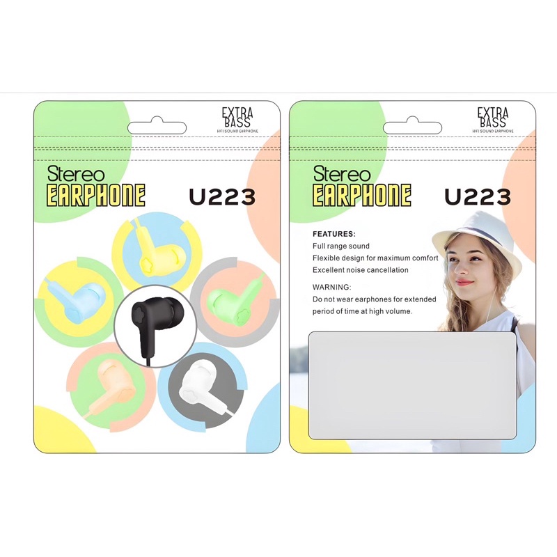 Handsfree Macaron U223 Stereo Earphone Macaron Terlaris