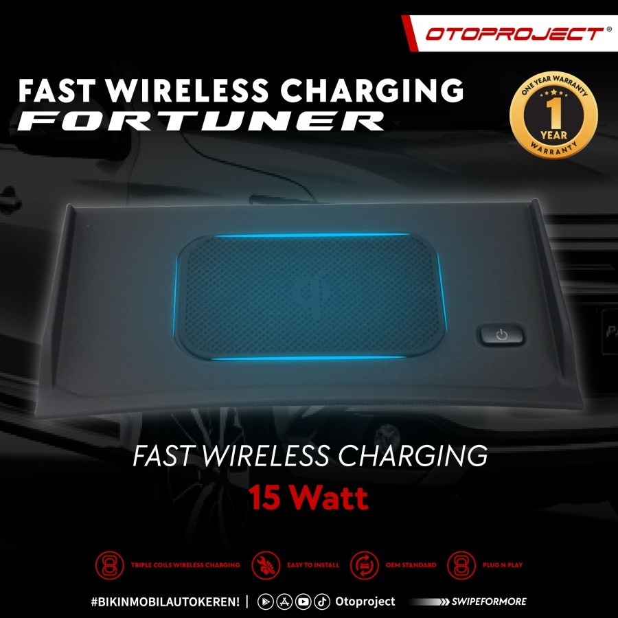 OTOPROJECT Charger Mobil All New Fortuner 2016 2017 2018 2019 2021 2022 Fast Charging Wireless