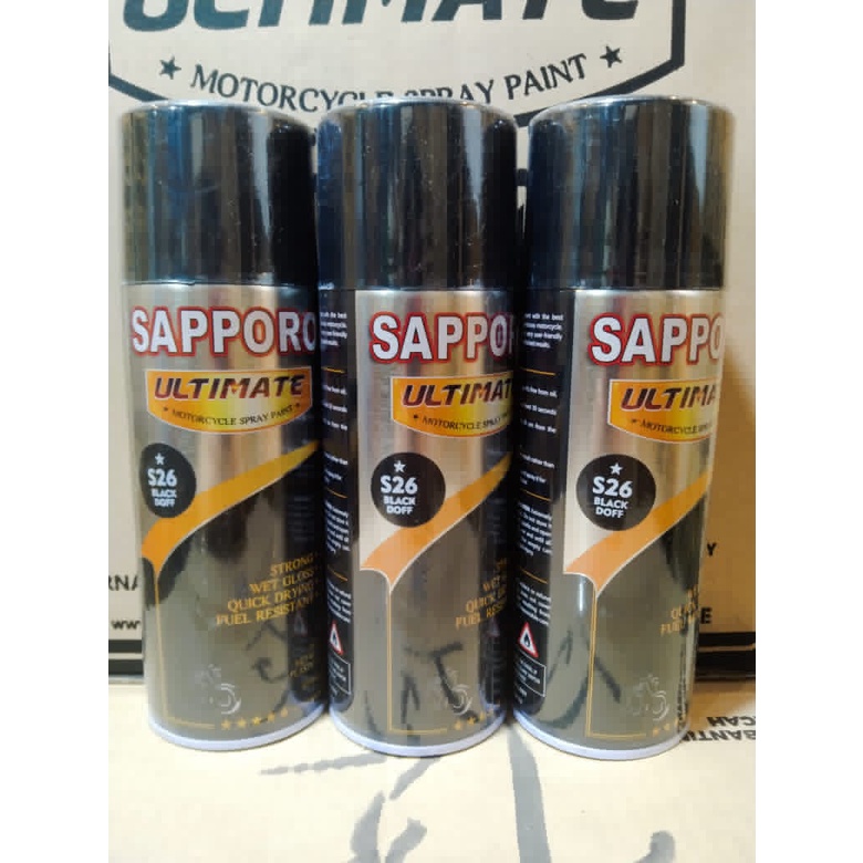 cat spray pilok pilox cat semprot sapporo ultimate S26 black doff dof hitam doff hitam matt  saporo  400ml