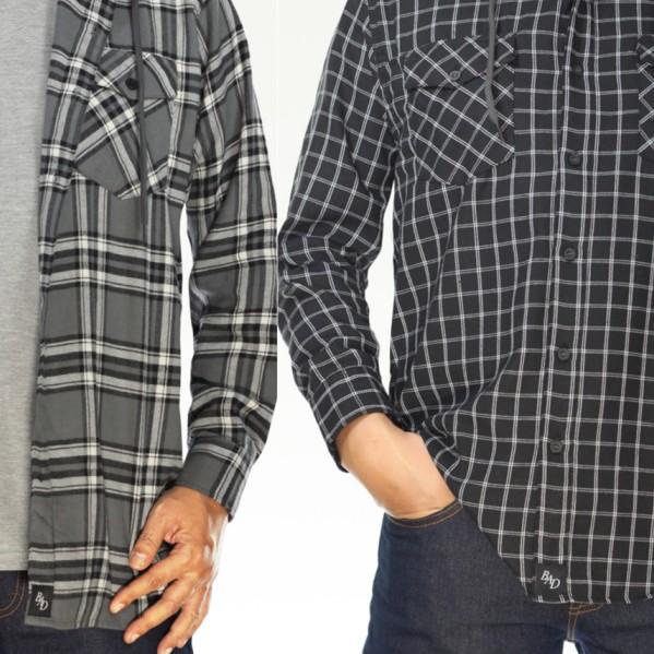 Kemeja Flanel Kaos 2in1 Big Size Jumbo Hem Kotak Casual Kerja Hoodie - Putih, 4XL