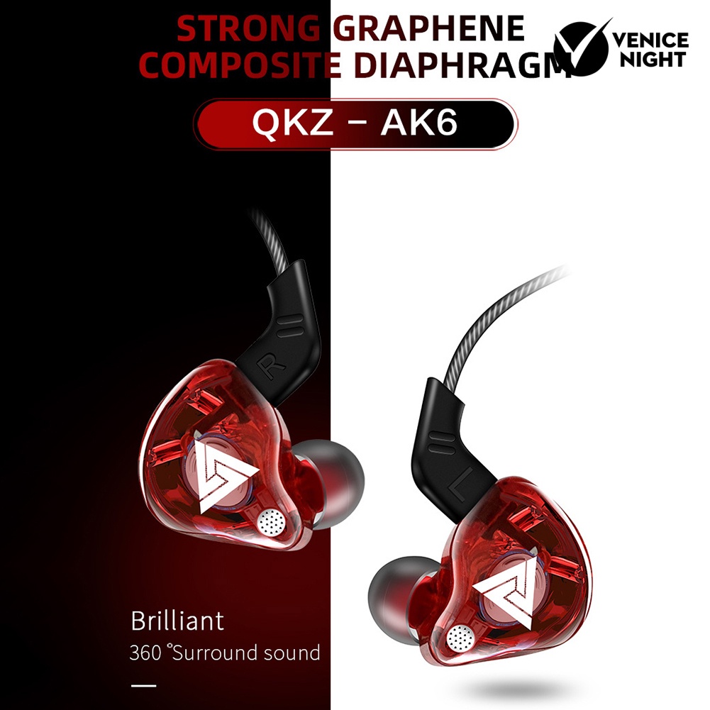 (VNEP) (Berkabel) QKZ AK6 Universal 3.5mm Olahraga In-ear HiFi Sound Earphone untuk Ponsel Tablet