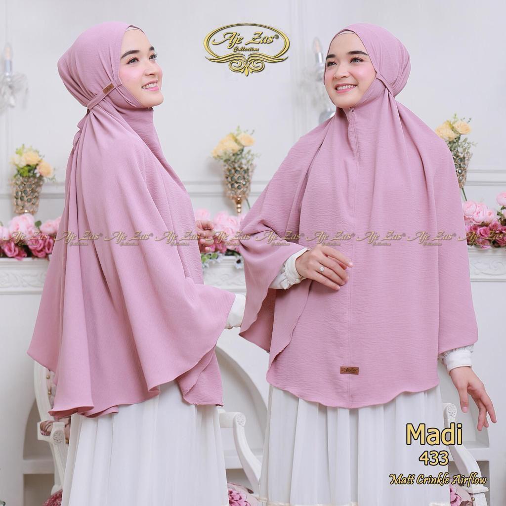 AJE ZAS - MADI Khimar Hijab Bergo Jumbo Crinkel Tali Tanpa Pet Matt Crinkle Airflow