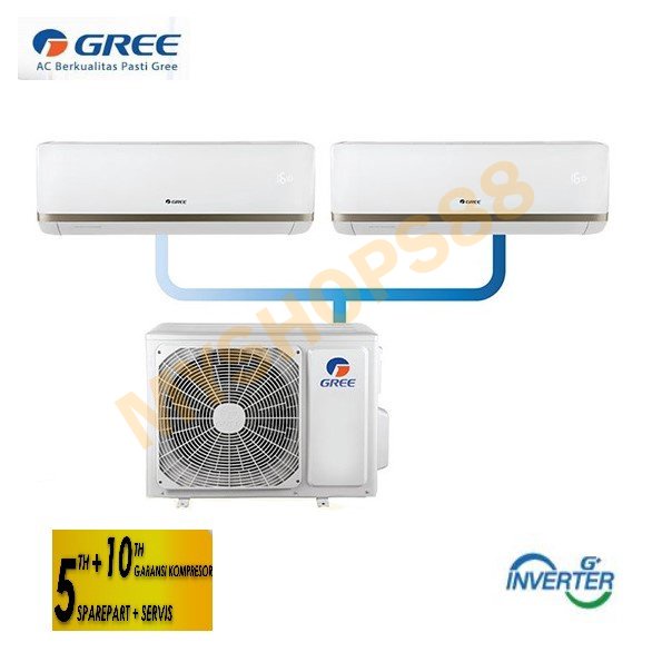 AC GREE GWC-0707CS AC MULTI COMBO SPLIT INVERTER 3/4 PK +3/4 PK