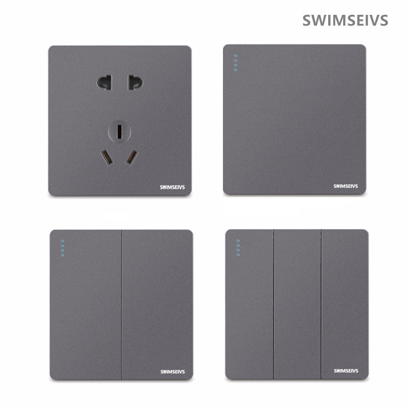 Saklar / Sakelar Lampu Emas Gold/Grey/White/Black Brushed 1/2/3 Gang Electrical Switch Power Socket with USB