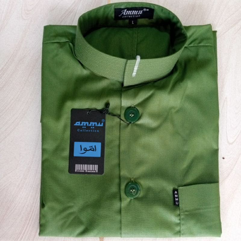 BAJU KOKO AMMU WARNA HIJAU DAUN / BAJU KOKO AMMU MURAH / BAJU KOKO AMMU ORIGINAL / BAJU MUSLIM PRIA