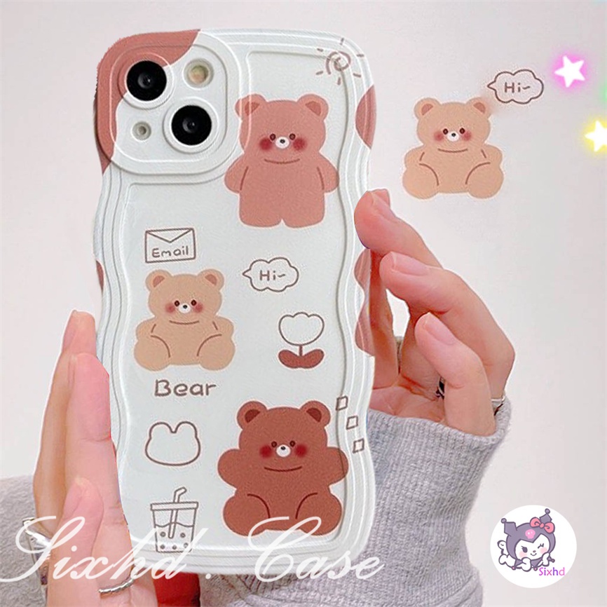 Soft Case Motif Kartun Beruang Untuk OPPO A57 A77s A76 A96 A55 A16K A15 A16 A74 A53 A33 A31 A9 A5 A5s Reno 8T 8Z 7Z 6Z 5Z A92 A93 A92 A94 Cover Penutup Mesin Cuci