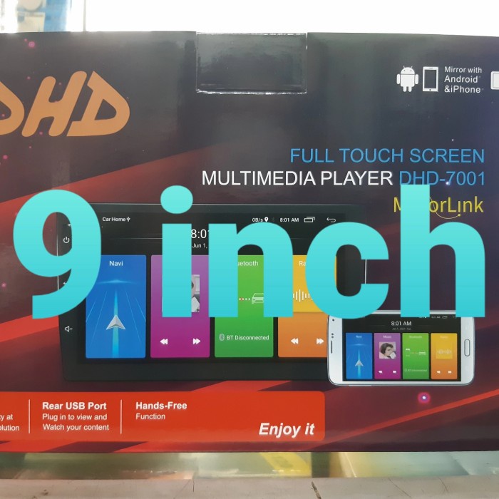 tape mobil DHD 7001 android 9 inci 1GB 16GB MP5 player deckless