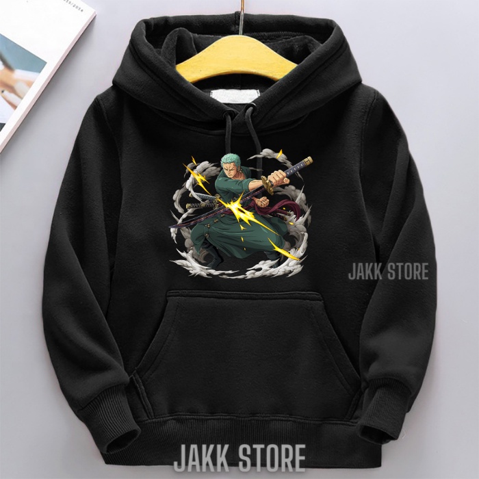 Sweater Hoodie Anak Laki Laki Perempuan RORONOA ZORO ONE PIECE KEREN /Switer Hodie Anak Usia 2-13 Tahun/Sweater Switer Anak Keren/Hoddie Hudie Anak Anak Terbaru