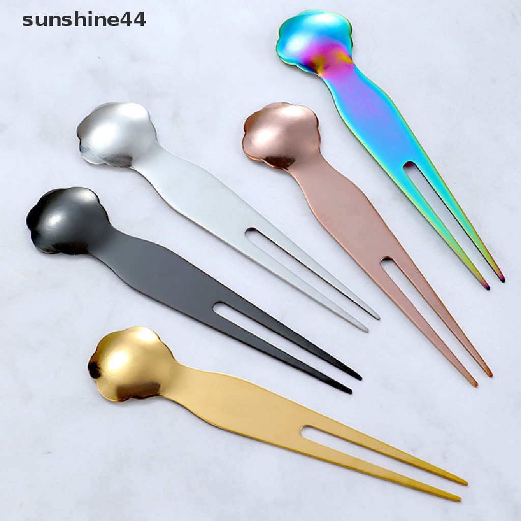 Sunshine Sendok Garpu Es Krim / Buah Bentuk Cakar Kucing Bahan Stainless Steel