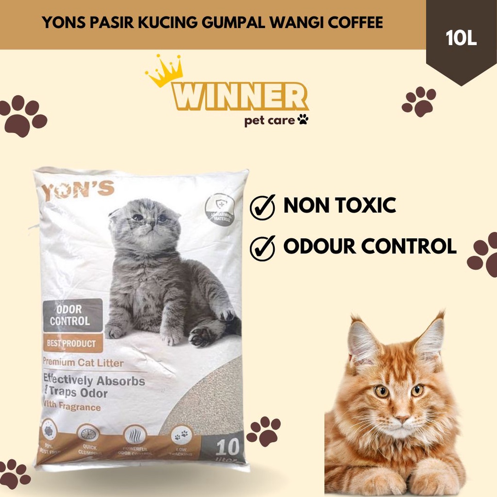 Yons Pasir Kucing Cat Litter Gumpal Wangi Coffee 10 liter