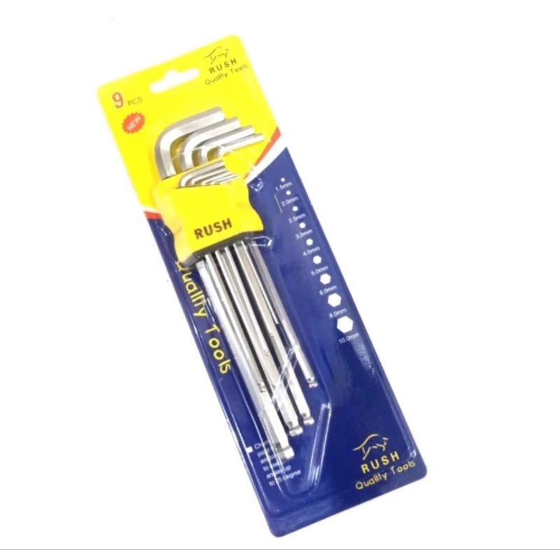 Kunci L Extra Long Ball Head 1.5mm - 10mm (9pcs)