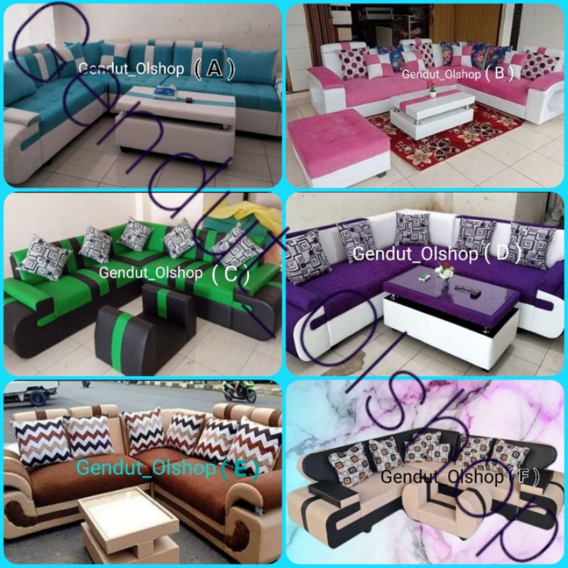 (Khusus Wilayah Kota Palembang) Kursi Tamu/Sofa Type L (Bisa request Motif dan warna) Sofa Tamu L Ko