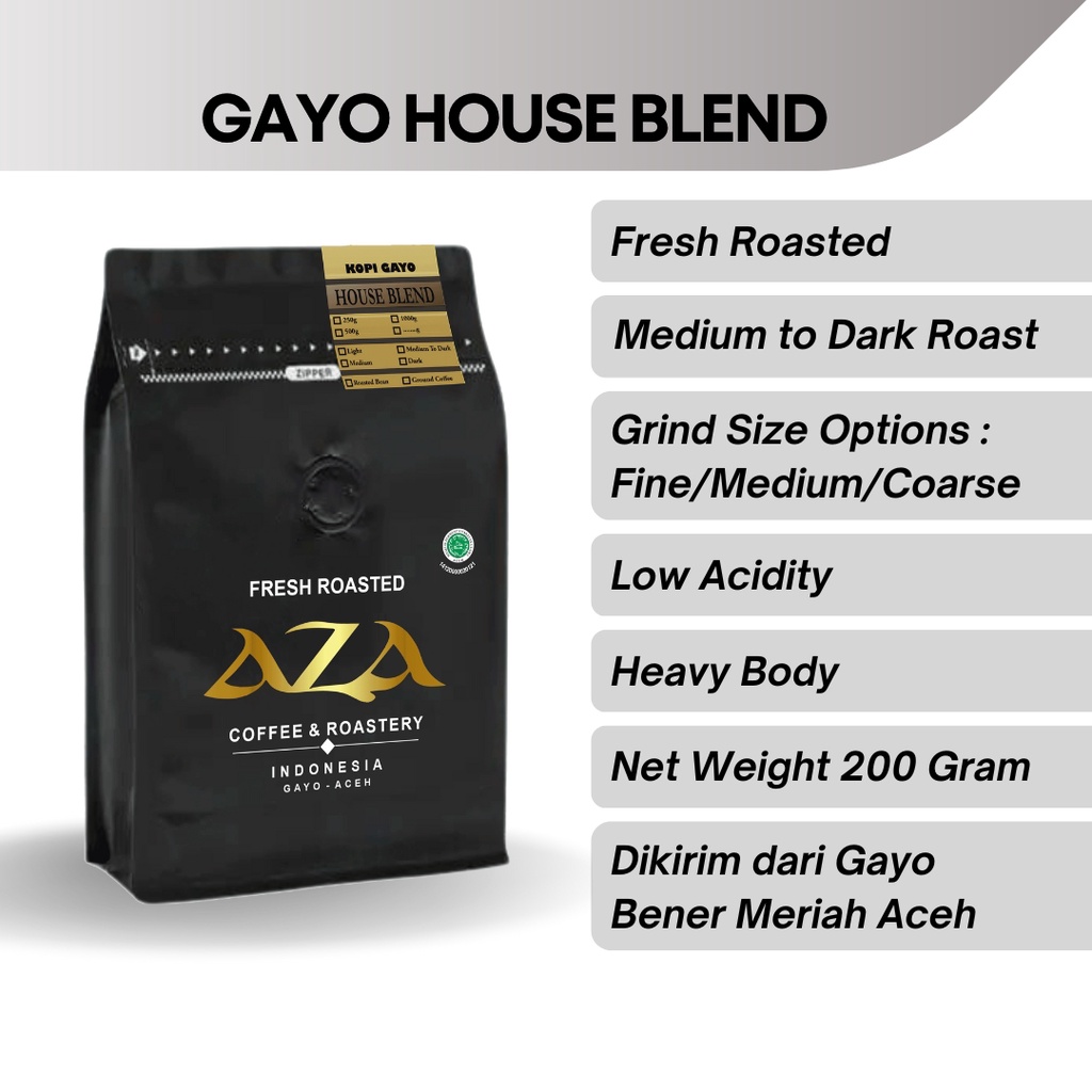 

Aza Coffee Kopi Susu Espresso House Blend Arabika Robusta 200g Single Origin Coffe Powder Bubuk Biji Roasted Beans