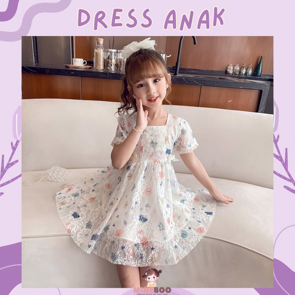 mineboo -  DRESS COLOURFULL BUTTERFLY EBV 1-8tahun Dress anak perempuan /rok anak cewek/kado anak perempuan/pakaian anak sifon