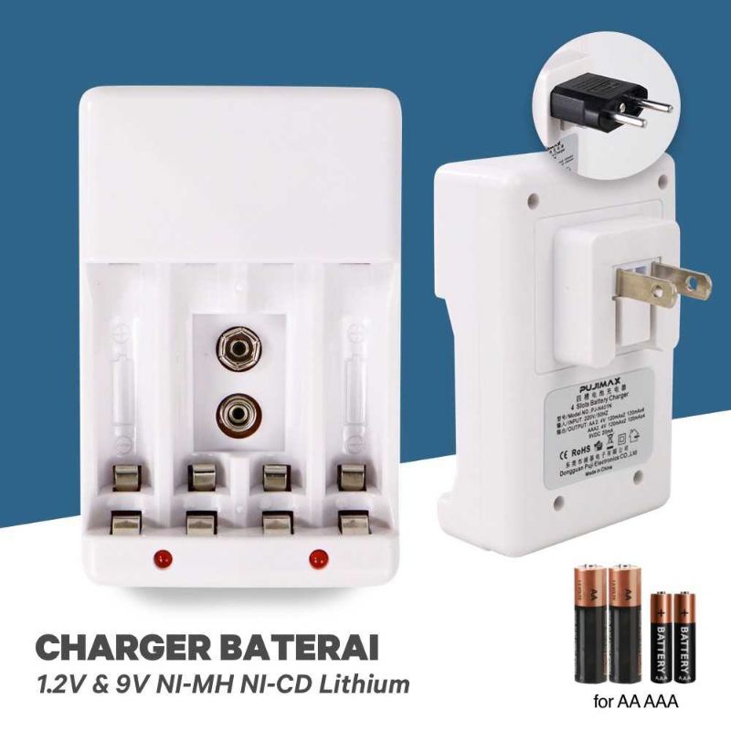 PUJIMAX Charger Baterai 1.2V &amp; 9V NI-MH NI-CD Lithium - PJ-N401N