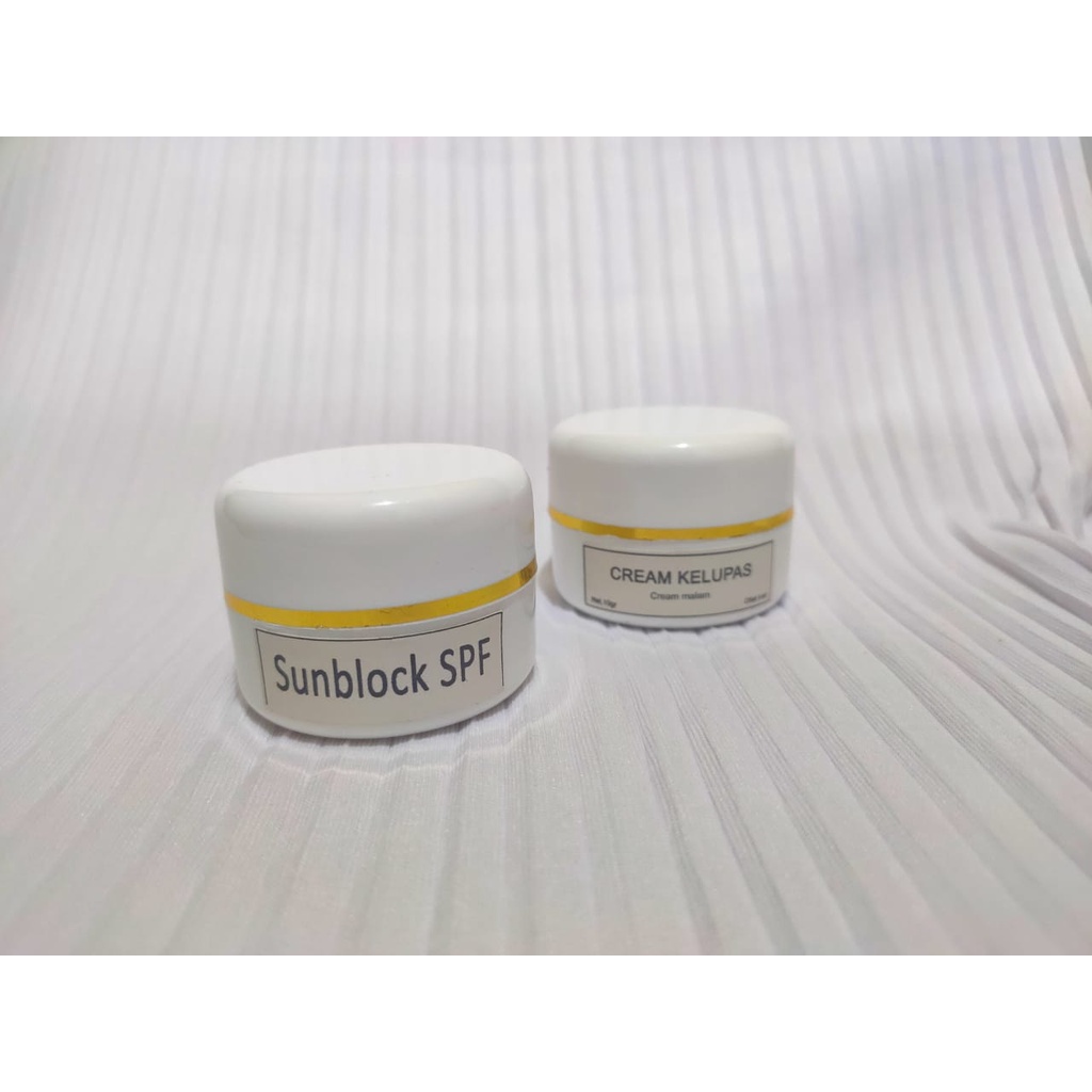 Sunblock SPF + Cream Malam Kelupas // Day and Night Cream Whitening